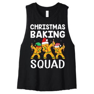 Christmas Cookie Baking Team Squad Dabbing Gingerbread Man Women's Racerback Cropped Tank