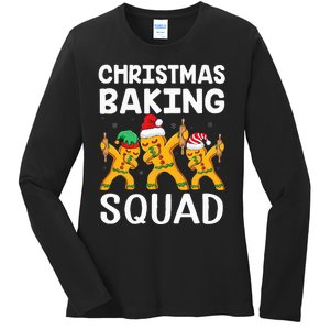 Christmas Cookie Baking Team Squad Dabbing Gingerbread Man Ladies Long Sleeve Shirt