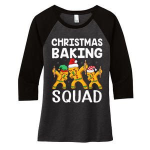 Christmas Cookie Baking Team Squad Dabbing Gingerbread Man Women's Tri-Blend 3/4-Sleeve Raglan Shirt