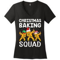 Christmas Cookie Baking Team Squad Dabbing Gingerbread Man Women's V-Neck T-Shirt