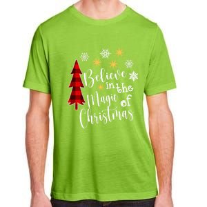 Cute Casual Believe In Magic Of Christmas Tree Buffalo Plaid Great Gift Adult ChromaSoft Performance T-Shirt