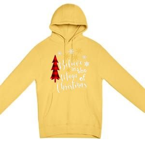 Cute Casual Believe In Magic Of Christmas Tree Buffalo Plaid Great Gift Premium Pullover Hoodie