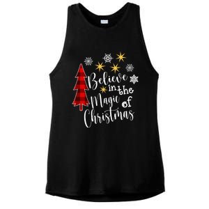 Cute Casual Believe In Magic Of Christmas Tree Buffalo Plaid Great Gift Ladies PosiCharge Tri-Blend Wicking Tank