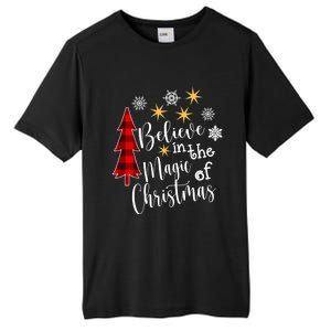 Cute Casual Believe In Magic Of Christmas Tree Buffalo Plaid Great Gift Tall Fusion ChromaSoft Performance T-Shirt