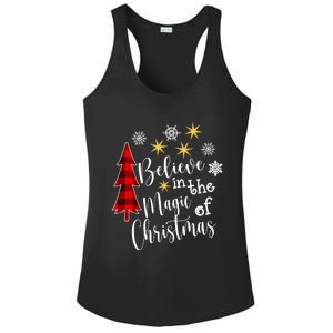 Cute Casual Believe In Magic Of Christmas Tree Buffalo Plaid Great Gift Ladies PosiCharge Competitor Racerback Tank