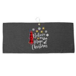 Cute Casual Believe In Magic Of Christmas Tree Buffalo Plaid Great Gift Large Microfiber Waffle Golf Towel