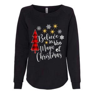 Cute Casual Believe In Magic Of Christmas Tree Buffalo Plaid Great Gift Womens California Wash Sweatshirt