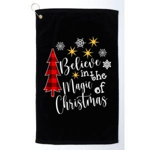 Cute Casual Believe In Magic Of Christmas Tree Buffalo Plaid Great Gift Platinum Collection Golf Towel