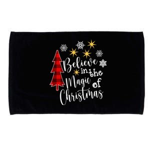 Cute Casual Believe In Magic Of Christmas Tree Buffalo Plaid Great Gift Microfiber Hand Towel