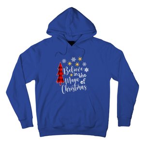 Cute Casual Believe In Magic Of Christmas Tree Buffalo Plaid Great Gift Hoodie