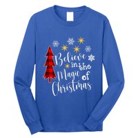 Cute Casual Believe In Magic Of Christmas Tree Buffalo Plaid Great Gift Long Sleeve Shirt