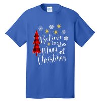 Cute Casual Believe In Magic Of Christmas Tree Buffalo Plaid Great Gift Tall T-Shirt