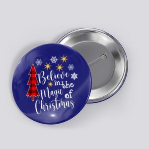 Cute Casual Believe In Magic Of Christmas Tree Buffalo Plaid Great Gift Button