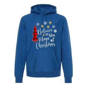 Cute Casual Believe In Magic Of Christmas Tree Buffalo Plaid Great Gift Premium Hoodie