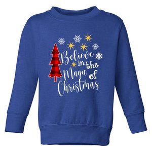 Cute Casual Believe In Magic Of Christmas Tree Buffalo Plaid Great Gift Toddler Sweatshirt