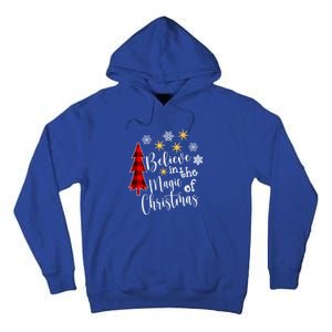 Cute Casual Believe In Magic Of Christmas Tree Buffalo Plaid Great Gift Tall Hoodie