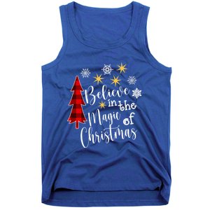 Cute Casual Believe In Magic Of Christmas Tree Buffalo Plaid Great Gift Tank Top