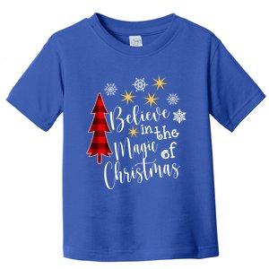 Cute Casual Believe In Magic Of Christmas Tree Buffalo Plaid Great Gift Toddler T-Shirt