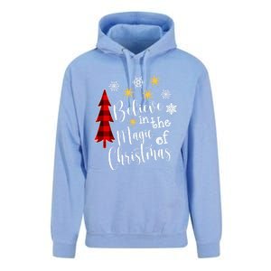 Cute Casual Believe In Magic Of Christmas Tree Buffalo Plaid Great Gift Unisex Surf Hoodie