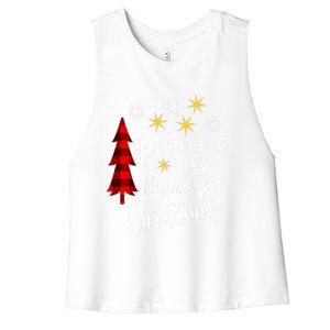 Cute Casual Believe In Magic Of Christmas Tree Buffalo Plaid Great Gift Women's Racerback Cropped Tank