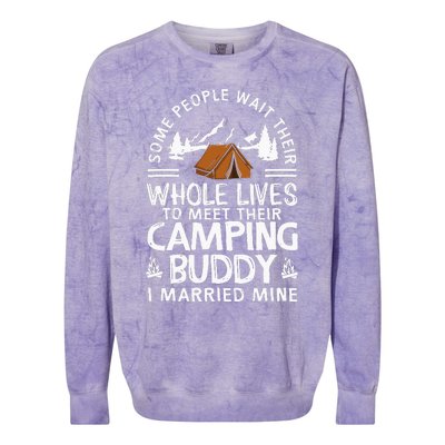 Cool Camping Buddies Gift Funny Husband & Wife Colorblast Crewneck Sweatshirt