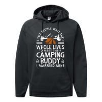 Cool Camping Buddies Gift Funny Husband & Wife Performance Fleece Hoodie