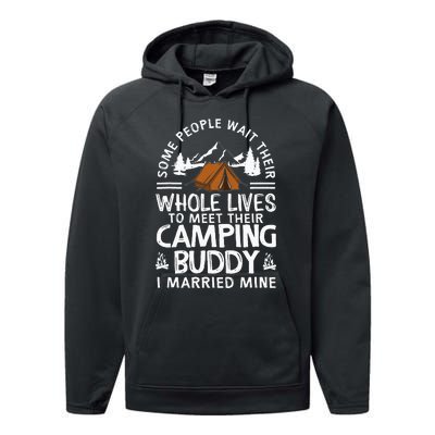 Cool Camping Buddies Gift Funny Husband & Wife Performance Fleece Hoodie