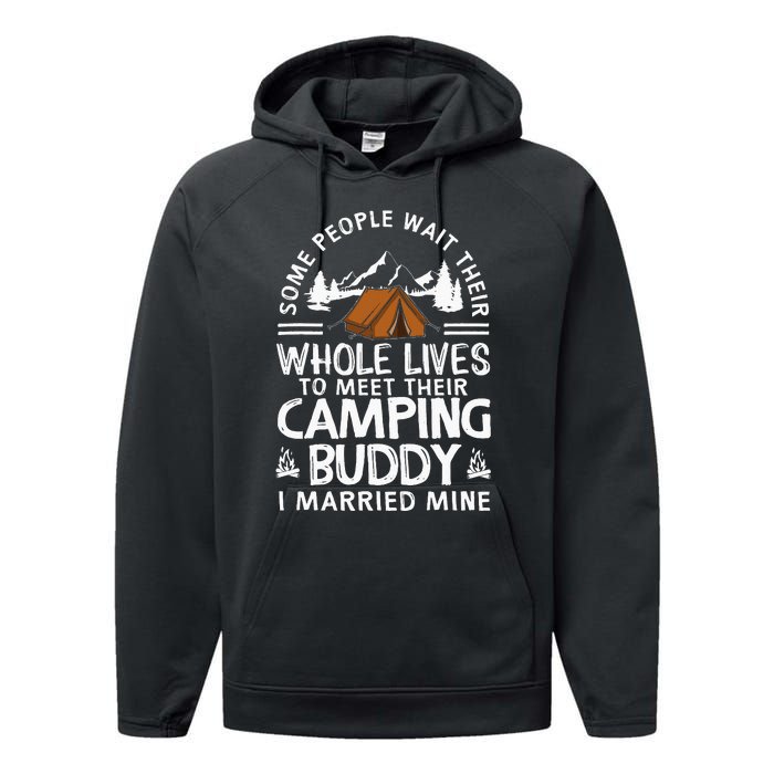 Cool Camping Buddies Gift Funny Husband & Wife Performance Fleece Hoodie