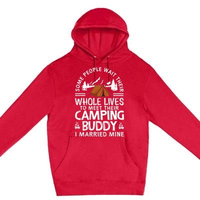 Cool Camping Buddies Gift Funny Husband & Wife Premium Pullover Hoodie