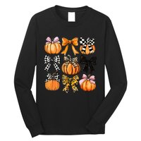 Cute Coquette Bows Pumpkin Season Halloween Autumn Fall Long Sleeve Shirt