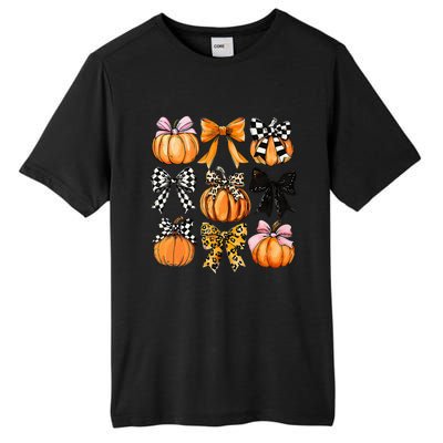 Cute Coquette Bows Pumpkin Season Halloween Autumn Fall Tall Fusion ChromaSoft Performance T-Shirt