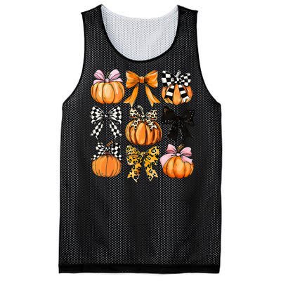 Cute Coquette Bows Pumpkin Season Halloween Autumn Fall Mesh Reversible Basketball Jersey Tank