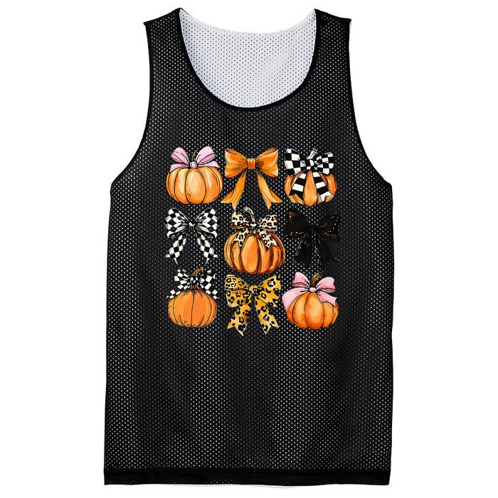 Cute Coquette Bows Pumpkin Season Halloween Autumn Fall Mesh Reversible Basketball Jersey Tank