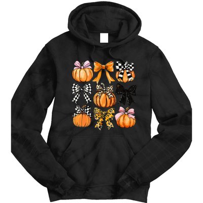 Cute Coquette Bows Pumpkin Season Halloween Autumn Fall Tie Dye Hoodie