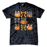 Cute Coquette Bows Pumpkin Season Halloween Autumn Fall Tie-Dye T-Shirt