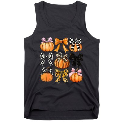 Cute Coquette Bows Pumpkin Season Halloween Autumn Fall Tank Top