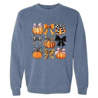 Cute Coquette Bows Pumpkin Season Halloween Autumn Fall Garment-Dyed Sweatshirt