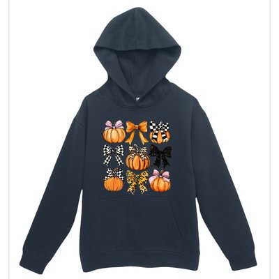 Cute Coquette Bows Pumpkin Season Halloween Autumn Fall Urban Pullover Hoodie