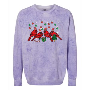 Christmas Cardinal Birds Santa Cute Xmas Colorblast Crewneck Sweatshirt