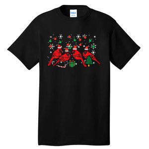 Christmas Cardinal Birds Santa Cute Xmas Tall T-Shirt