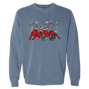 Christmas Cardinal Birds Santa Cute Xmas Garment-Dyed Sweatshirt