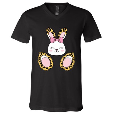 Cute Cheetah Bunny Adorable Easter V-Neck T-Shirt