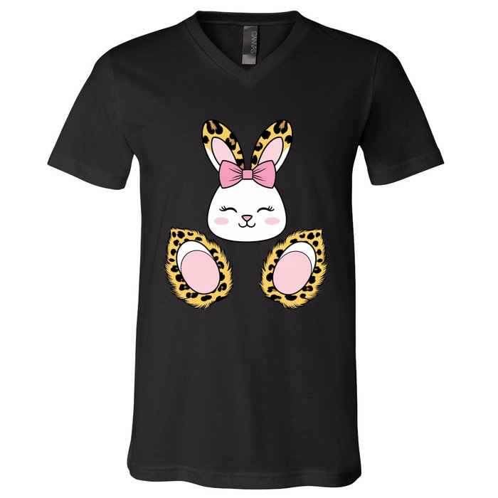 Cute Cheetah Bunny Adorable Easter V-Neck T-Shirt