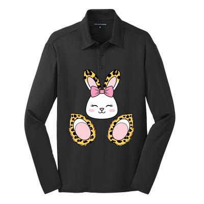 Cute Cheetah Bunny Adorable Easter Silk Touch Performance Long Sleeve Polo