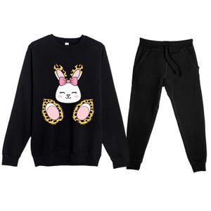 Cute Cheetah Bunny Adorable Easter Premium Crewneck Sweatsuit Set