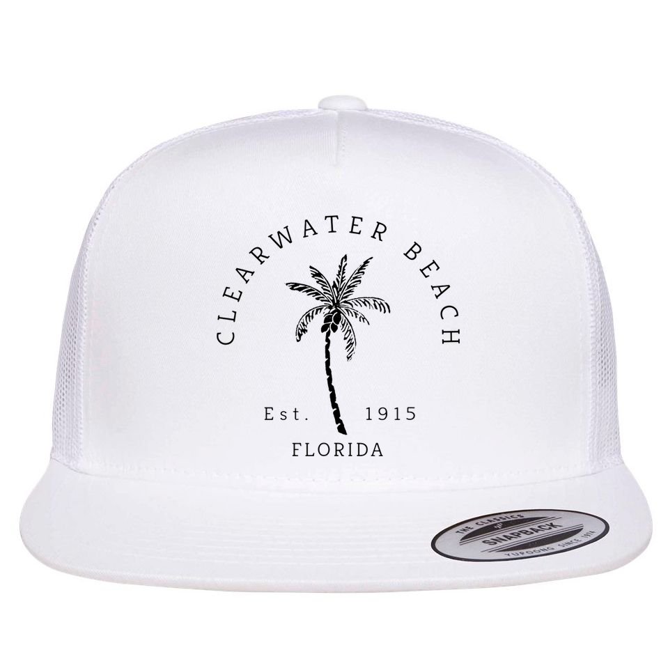Cool Clearwater Beach Original Florida Beaches Flat Bill Trucker Hat