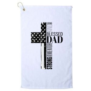 Cool Christian Blessed Dad Cross American Flag Fathers Day Platinum Collection Golf Towel