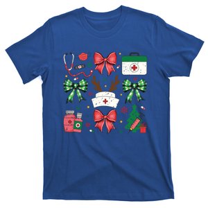 Christmas Coquette Bow Rn Cna Icu Scurb Nurse Doctor Meaningful Gift T-Shirt