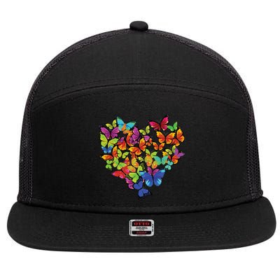 Colorful Cute Butterfly Heart Butterflies 7 Panel Mesh Trucker Snapback Hat