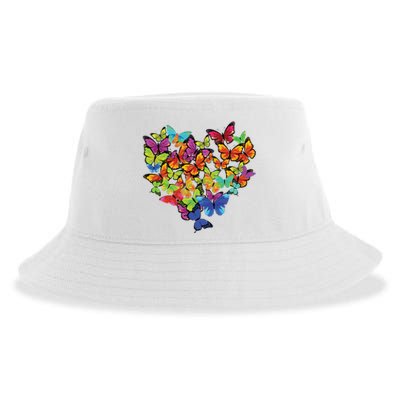 Colorful Cute Butterfly Heart Butterflies Sustainable Bucket Hat